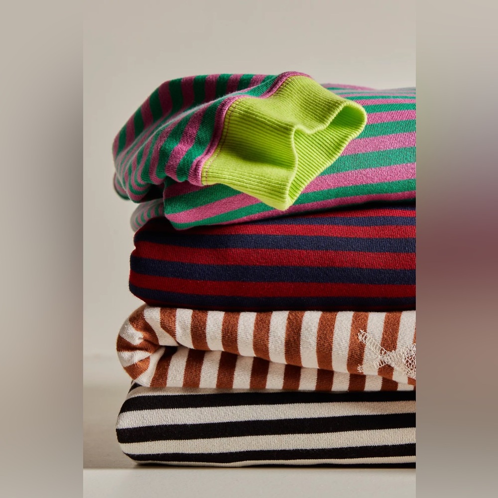 LAST ONE! Free People Classic Striped Oversized Crewneck💓💚 - Picture 5 of 6